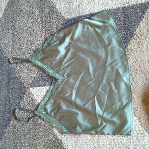 Forever 21 Slip Tank Top Lacy Satin Green Women's Size Medium Fairy